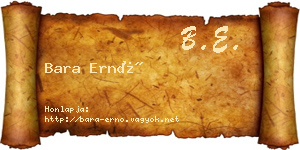 Bara Ernő névjegykártya
